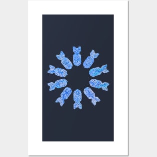Crazy Daisy (blue) Posters and Art